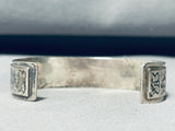 5.5 Inch Wrist Vintage Yei Native American Navajo Sterling Silver Inlay Bracelet-Nativo Arts