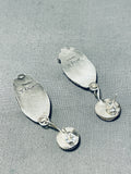 One Of Most Beautiful Vintage Native American Navajo Turquoise Inlay Sterling Silver Earrings-Nativo Arts
