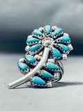 Flower Turquoise Vintage Native American Navajo Sterling Silver Ring