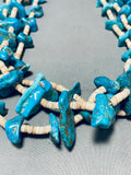 Huge Nuggets!! Vintage Native American Navajo Turquoise White Shell Necklace Old-Nativo Arts