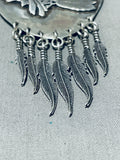 Huge Chief Vintage Native American Navajo Sterling Silver Feather Necklace Wow!!-Nativo Arts