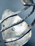 One Of The Most Unique Ever Vintage Native American Navajo Shell Sterling Silver Bracelet-Nativo Arts