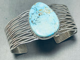 Captivating Vintage Native American Navajo Pilot Mountain Turquoise Sterling Silver Bracelet-Nativo Arts