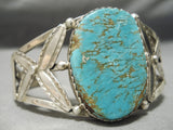 Opulent Vintage Native American Navajo X Flank Royston Turquoise Sterling Silver Bracelet-Nativo Arts