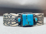 Superior Vintage Native American Navajo Squared Turquoise Sterling Silver Bracelet-Nativo Arts