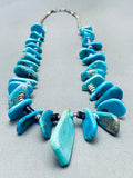 Rare Tabbed Turquoise Vintage Native American Navajo Sterling Silver Heishi Necklace Old-Nativo Arts