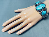Vivid Vintage Native American Navajo Carico Lake Turquoise Sterling Silver Bracelet-Nativo Arts