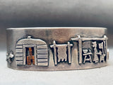 Important Clare Leee Vintage Native American Navajo Sterling Silver Hogan Bracelet-Nativo Arts