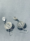 Unique Native American Navajo Silver 1944 Dimes Blue Gem Turquoise Sterling Silver Earrings-Nativo Arts