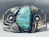 Rare Vintage Native American Navajo Red Moutnain Turquoise Mine Sterling Silver Bracelet Cuff-Nativo Arts