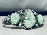 Viv Barbone!! Vintage Native American Navajo Carico Lake Turquoise Sterling Silver Bracelet-Nativo Arts