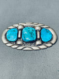 Important Vintage Native American Navajo Ben Touchine Turquoise Sterling Silver Pendant Pin