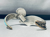 Most Unique Vintage Native American Navajo Turquoise Gold Sterling Silver Inlay Bracelet-Nativo Arts
