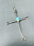 Elegant Native American Navajo Royston Turquoise Sterling Silver Cross Necklace-Nativo Arts