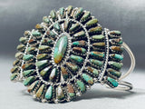 Superior Native American Navajo Green Turquoise Sterling Silver Cluster Bracelet-Nativo Arts