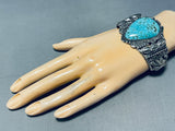 One Of The Most Detailed Vintage Native American Navajo Turquoise Sterling Silver Bracelet-Nativo Arts