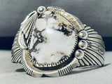 Spectacular Native American Navajo Wildhorse Turquoise Sterling Silver Signed Bracelet-Nativo Arts