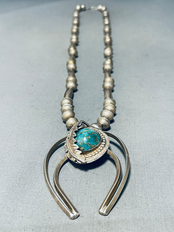 Gorgeous!! Vintage Native American Navajo Turquoise Sterling Silver Necklace Old-Nativo Arts