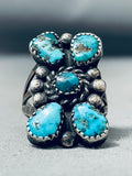 One Of The Best Vintage Native American Navajo Teardrop Turquoise Sterling Silver Ring-Nativo Arts