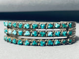 Early **amazing** Vintage Native American Navajo Cerrillos Turquoise Sterling Silver Bracelet-Nativo Arts