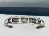Early Vintage Navajo Cerrillos Turquoise Sterling Silver Bracelet Old-Nativo Arts