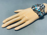 One Of The Best Earlybird Vintage Native American Zuni Turquoise Inlay Sterling Silver Bracelet-Nativo Arts