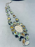 One Of The Coolest Ever Vintage Native American Navajo Green Turquoise Sterling Silver Necklace-Nativo Arts