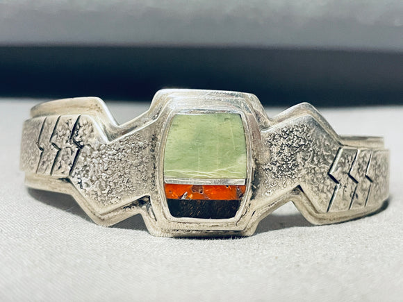Quality Vintage Native American Navajo Jade Turquoise Sterling Silver Bracelet-Nativo Arts