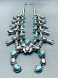 Womens Vintage Native American Navajo Turquoise Sterling Silver Squash Blossom Necklace-Nativo Arts
