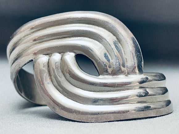 Swirling Wide Vintage Sterling Silver Southwest Bracelet-Nativo Arts