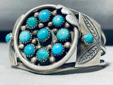 Jerr Francisco Vintage Native American Navajo Turquoise Sterling Silver Bracelet-Nativo Arts