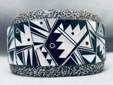 The Best Vintage Native American Navajo Black And White Sterling Silver Inlay Bracelet-Nativo Arts