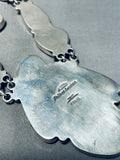 Dropdead Fab Vintage Native American Navajo Turquoise Chunk Sterling Silver Necklace-Nativo Arts