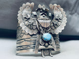 137 Grams Heavy Bird Native American Navajo Turquoise Sterling Silver Bracelet-Nativo Arts