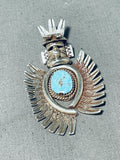 Nelson Morton Native American Navajo Morenci Turquoise Sterling Silver Swivel Kachina Pendant-Nativo Arts