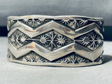 Heavy 121 Grams Lightning Bolt Vintage Native American Navajo Sterling Silver Bracelet-Nativo Arts