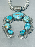 Jaws To The Floor Vintage Native American Navajo Turquoise Naja Sterling Silver Necklace-Nativo Arts