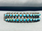 Eyes Of Turquoise Vintage Native American Zuni Sterling Silver Bracelet Old-Nativo Arts