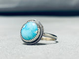 Sky Blue Turquoise Vintage Native American Navajo Sterling Silver Ring-Nativo Arts