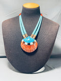 Native American Unbelievable Vintage Santo Domingo Blue Gem Turquoise, Shell Necklace-Nativo Arts