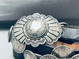 Vintage Santa Fe Southwest Sterling Silver Coin Concho Belt Old-Nativo Arts