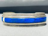 6 Inch Wrist Signed Lapis Vintage Native American Navajo Sterling Silver Bracelet-Nativo Arts