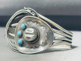 Gasp! Cowboy Hat And Lasso Native American Navajo Turquoise Sterling Silver Bracelet-Nativo Arts