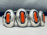 Spectacular Native American Navajo Coral Sterling Silver Shadowbox Bracelet-Nativo Arts