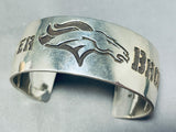 Freddy Douglas Native American Navajo Sterling Silver Denver Broncos Bracelet-Nativo Arts