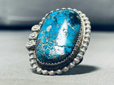 Native American Exceptional Vintage Blue Diamond Turquoise Sterling Silver Ring-Nativo Arts