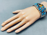 One Of The Most Unique Vintage Native American Navajo Turquoise Sterling Silver Bracelet-Nativo Arts