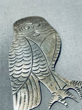 Exceptional Vintage Native American Navajo Sterling Silver Owl Pin-Nativo Arts