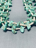 Native American 156 Grams Vintage Navajo Green Turquoise Nugget Sterling Silver Necklace-Nativo Arts