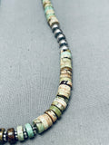 Native American Superior Vintage Santo Domingo Green Turquoise Sterling Silver Necklace-Nativo Arts